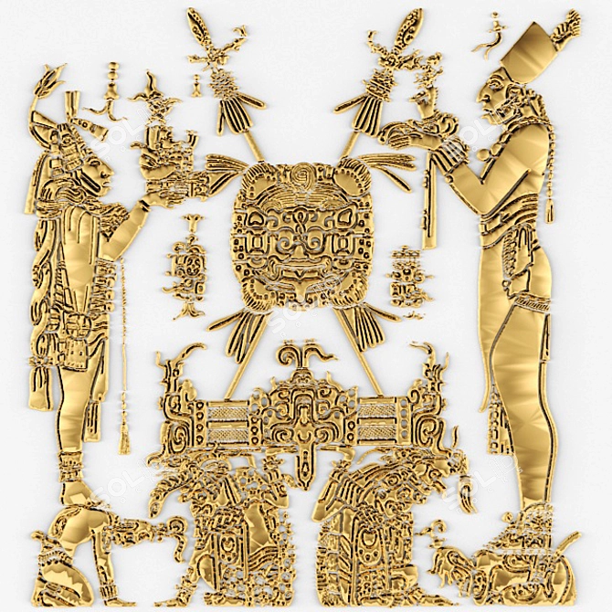 Maya Indians Relief Sculpture 3D model image 1