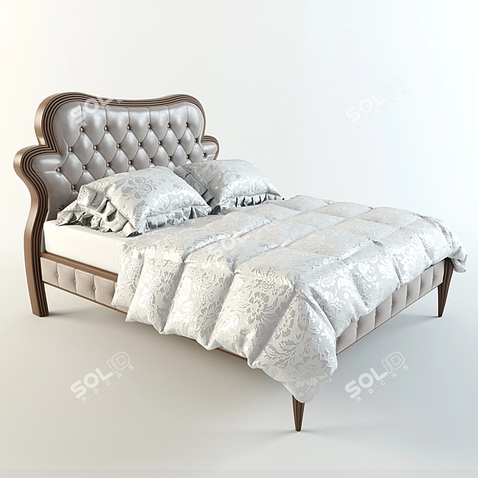 Elegant Leather Headboard Bed 3D model image 1
