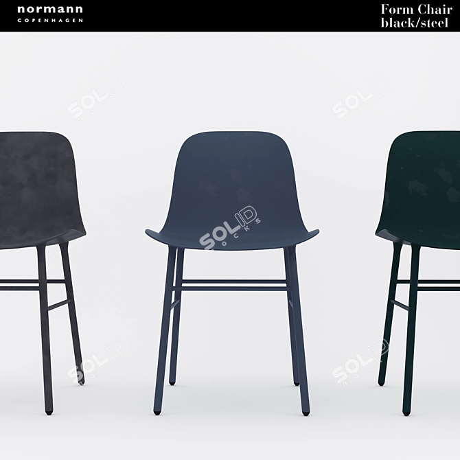 Sleek Steel Normann Form Chair 3D model image 2