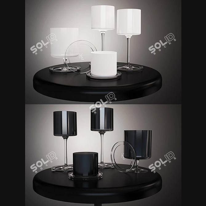 Elegant Lagerfeld Orrefors Glass Set 3D model image 2