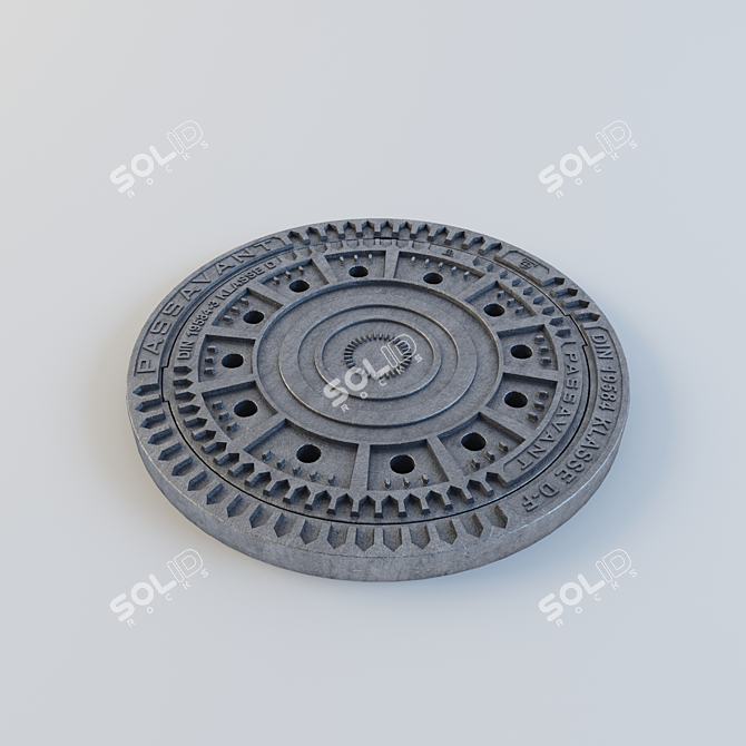 Durable Iron Manhole for Urban Networks 3D model image 1