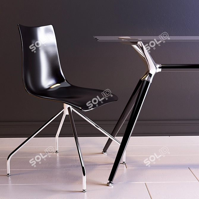 SCAB Metropolis Glass Table with MissB and Zebra Chairs 3D model image 2