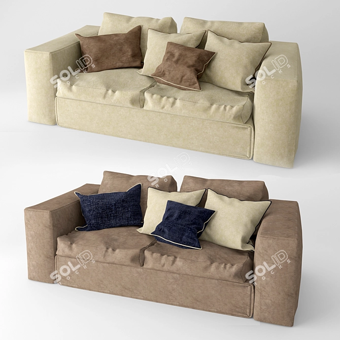  Cozy Cushioned Sofa for Your Comfort 3D model image 1