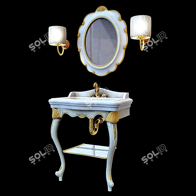 Sleek White Washbasin 3D model image 1