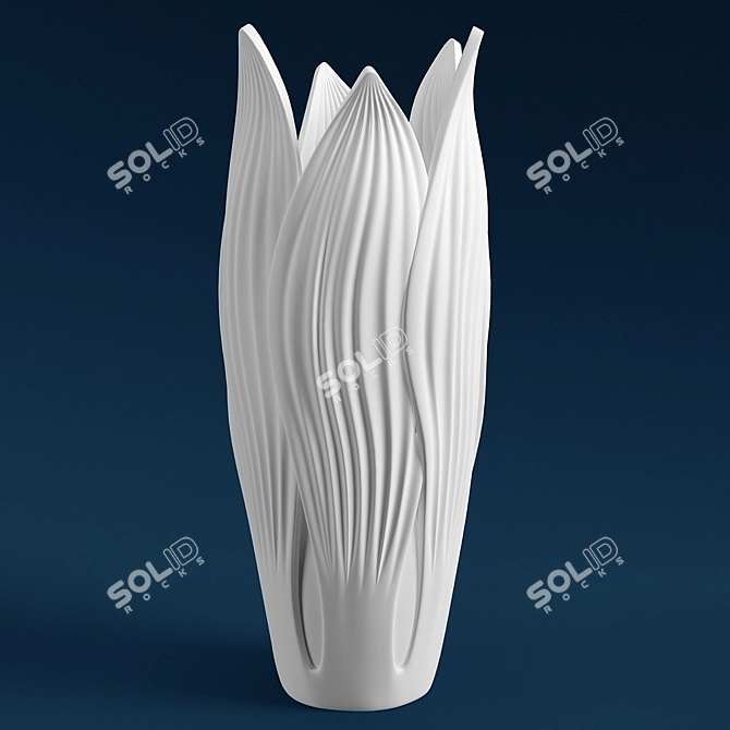 Elegant Blooming White Ceramic Vase 3D model image 1