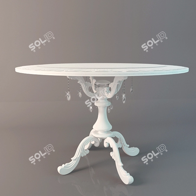 Elegant White Gloss Wooden Table 3D model image 1