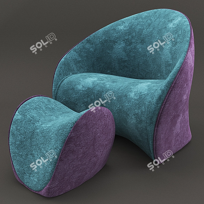 Title: Elegant Midi Armchair 3D model image 1