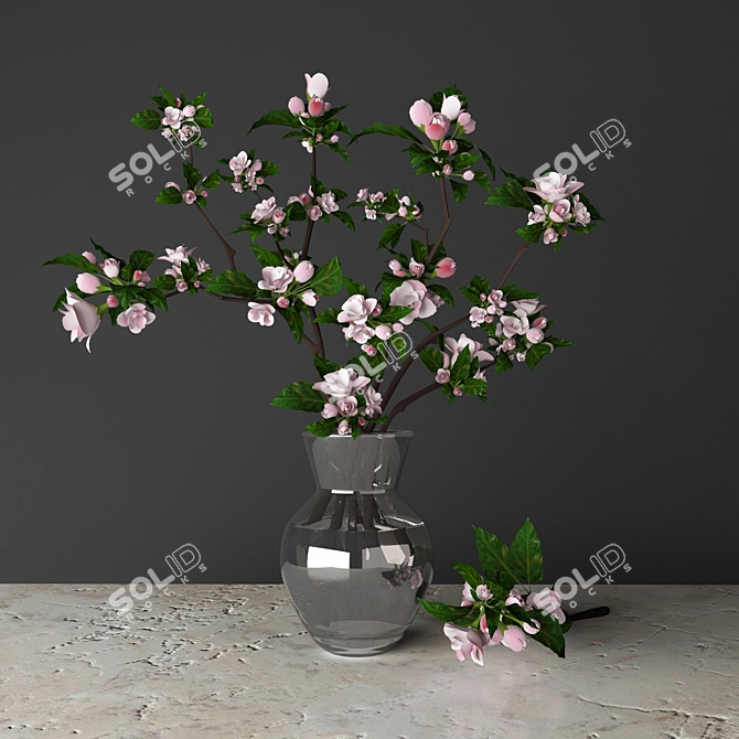 Apple Blossom Bouquet: Elegant Floral Arrangement 3D model image 1