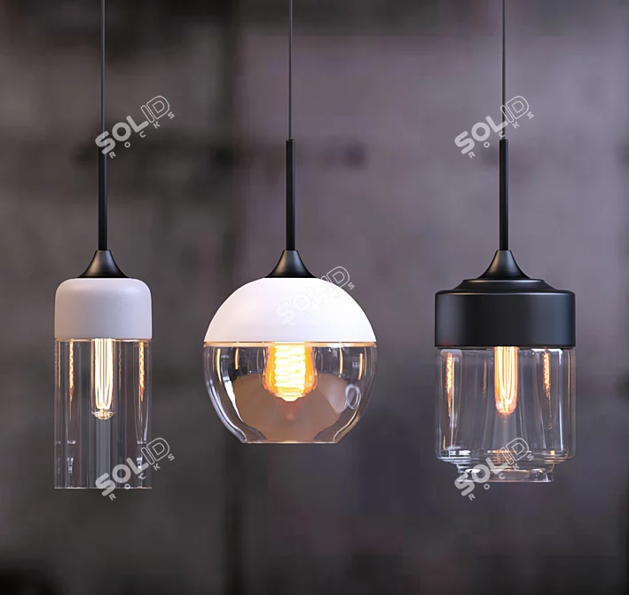 Title: Elegant Ceiling Chandelier Set 3D model image 1