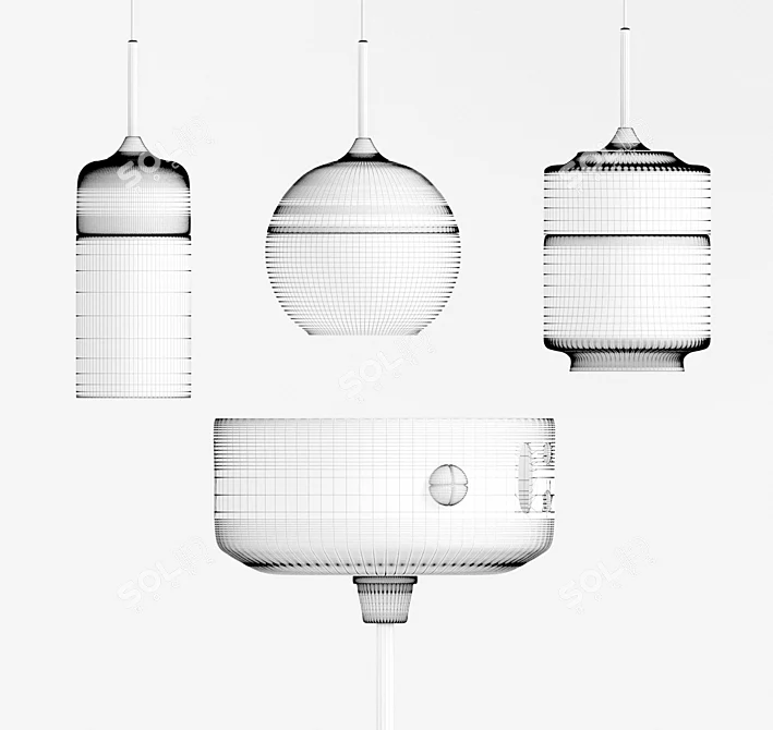 Title: Elegant Ceiling Chandelier Set 3D model image 3