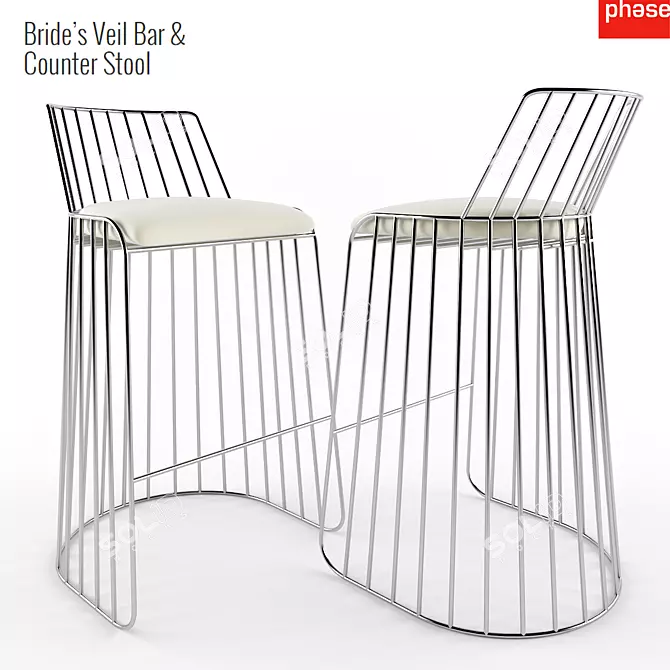 Elegant Veil Stool: Bridal Bliss 3D model image 1