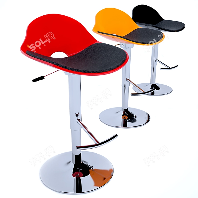 Sleek Acrylic Bar Stool 3D model image 2