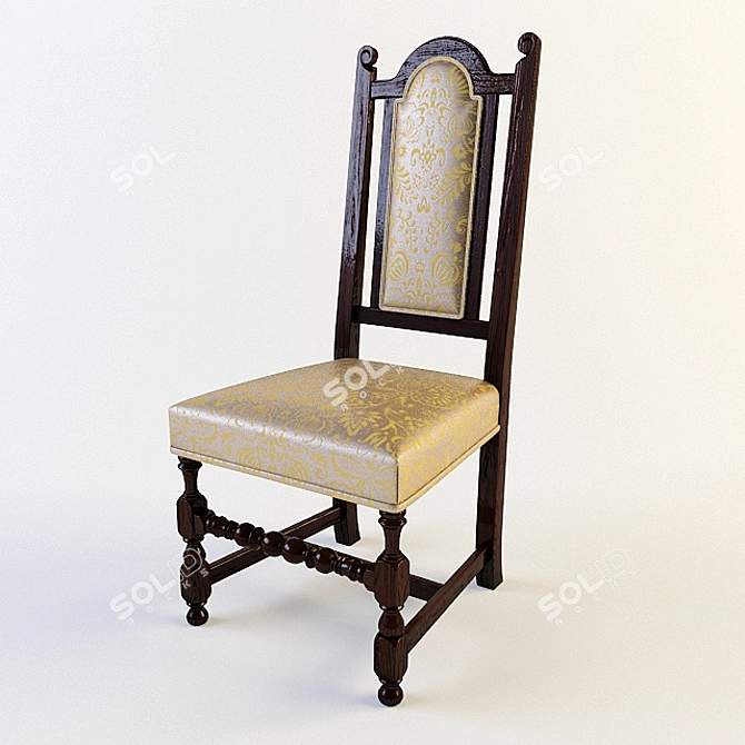 Tudor Oak Chair: Traditional Elegance 3D model image 1