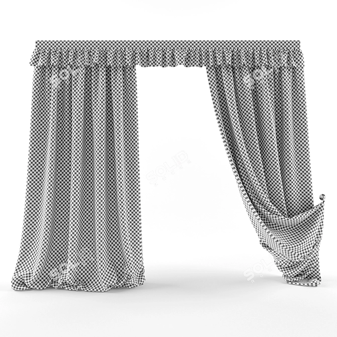 Elegant Choco Velvet Drapes 3D model image 3