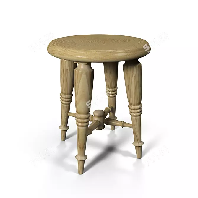 Wooden Home Stool 3D model image 1