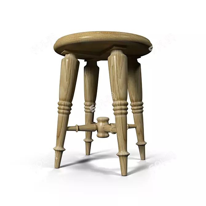 Wooden Home Stool 3D model image 2