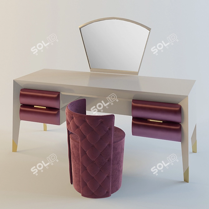 Modern Dressing Table Set 3D model image 1