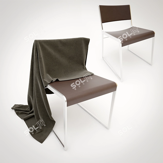 Elegant Bedroom Chair with Throw 3D model image 1