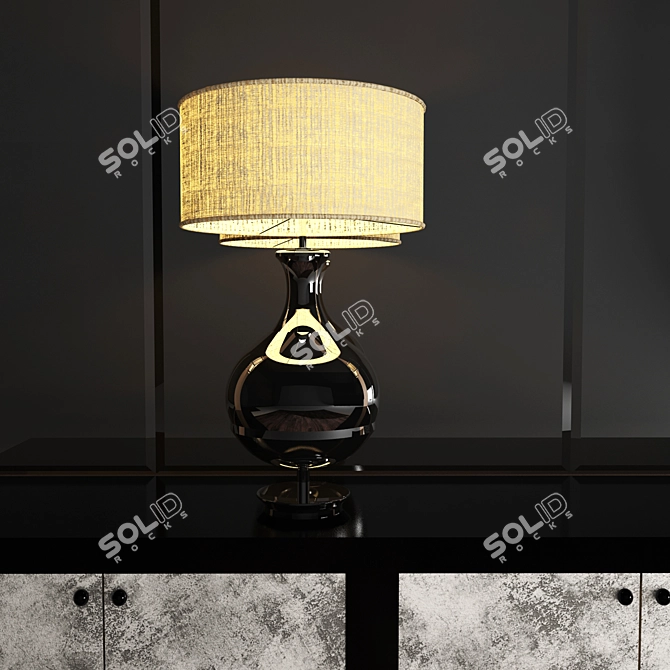 Elegant Dresser with Mirror & Lamps 3D model image 2