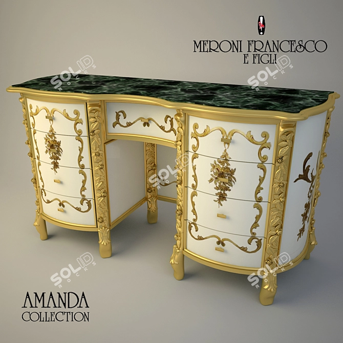 Exquisite Meroni "Amanda" Dressing Table 3D model image 1