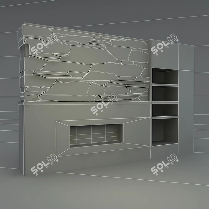 Travertine Masterpiece Fireplace 3D model image 2