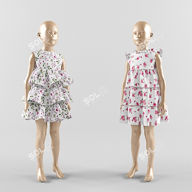 Adorable Kids Mannequin Dress 3D model image 1