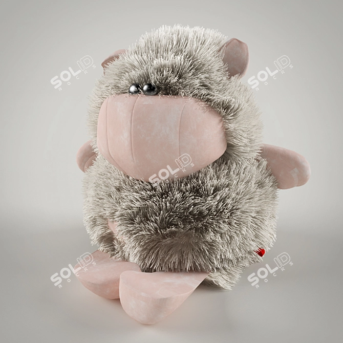 Fluffy Plush Sheep Toy 3D model image 2