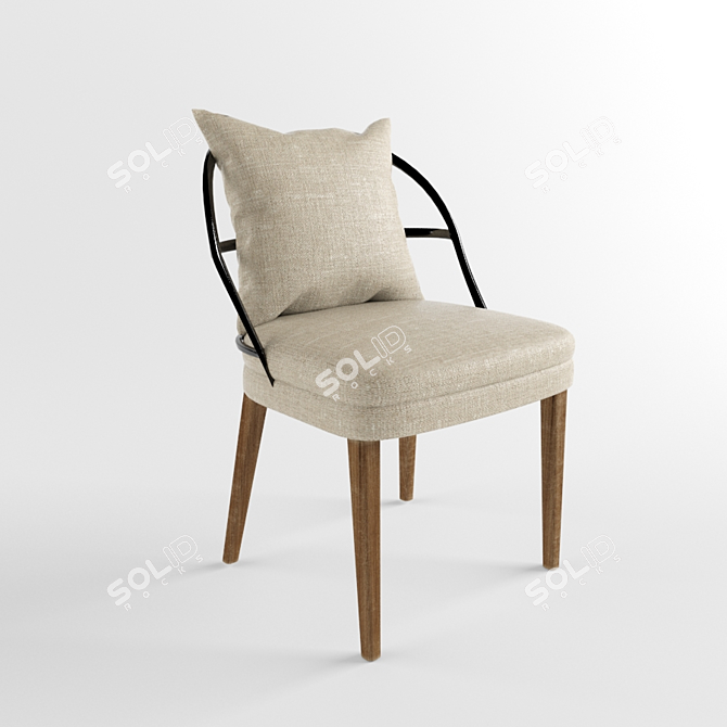 Modern Metal Chair with Cushion 3D model image 1