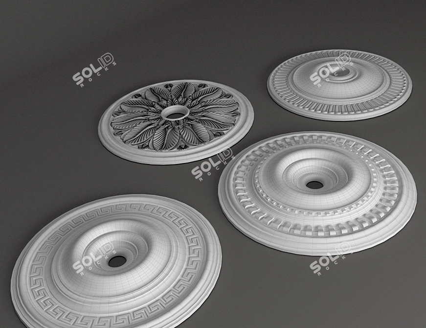 Elegant Sabur Decor Ceiling Rosettes 3D model image 2