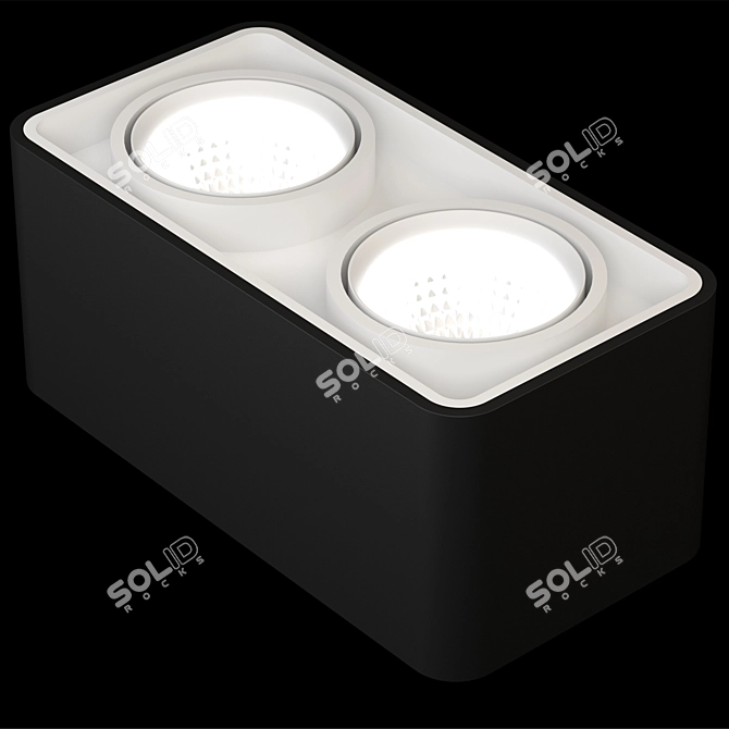 Black and White Dual Ceiling Light 3D model image 2