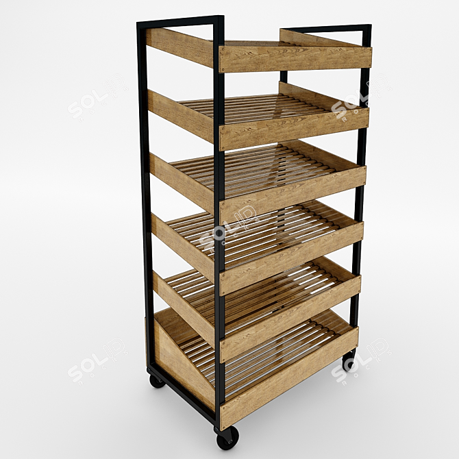 Vesta Bread Rack - Pine & Metal Frame 3D model image 1