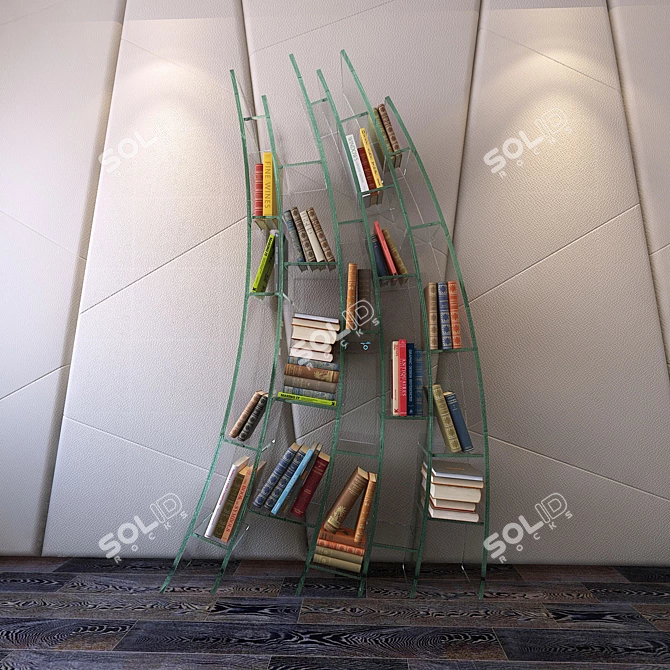 Leather Wall Bookshelves 3D model image 1