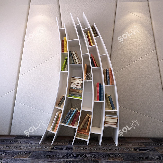 Leather Wall Bookshelves 3D model image 2