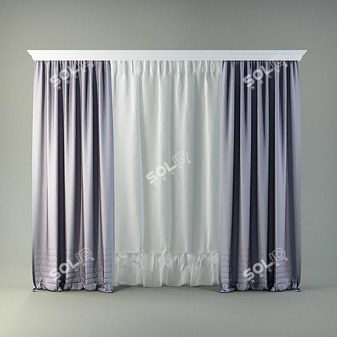 Modern Style Curtains 3D model image 1