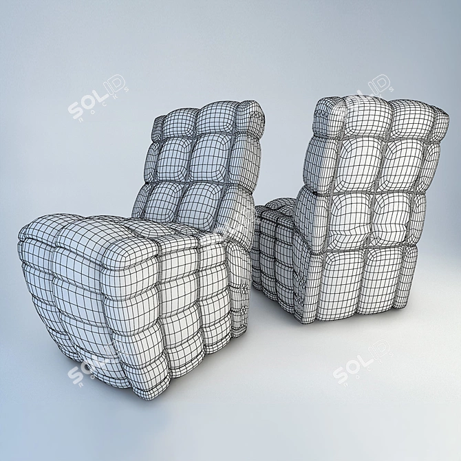 Rustic Rag Chair: Low Poly Design 3D model image 3