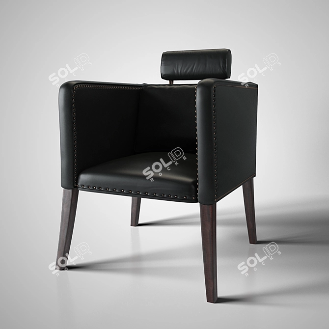 Elegant Leather Accent Chair 3D model image 1