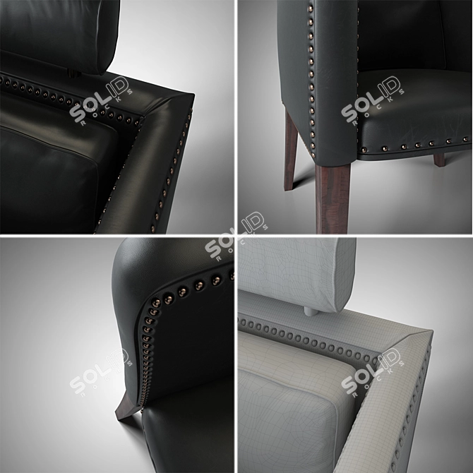 Elegant Leather Accent Chair 3D model image 2