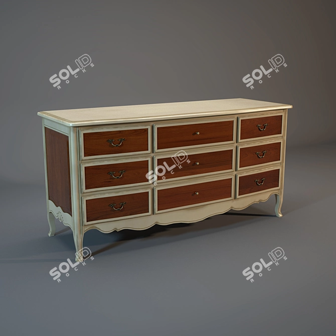 Elegant Patina Chest of Drawers 3D model image 1