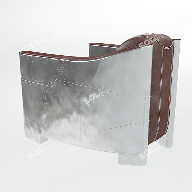 Aviator-Inspired Leather Armchair 3D model image 2