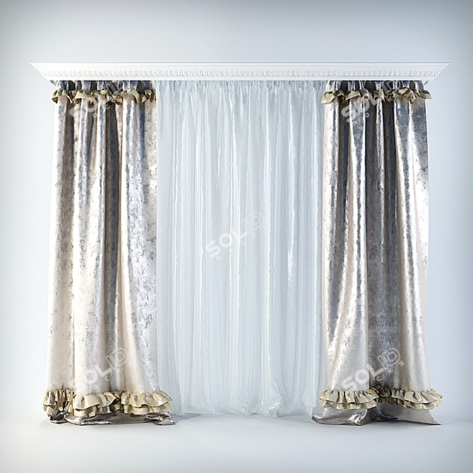 Classic Elegance Curtain 3D model image 1
