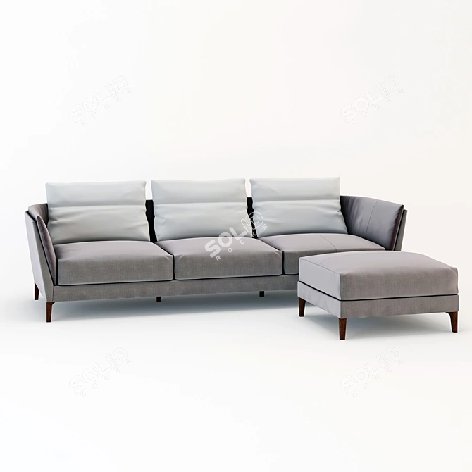 Elegant Bretagne 3-Seater Sofa 3D model image 1