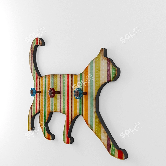 Cute Kitty Wall Hook 3D model image 1