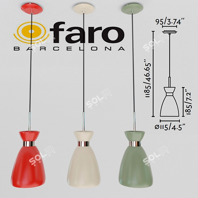 Retro-Inspired Pendant Lamp by Faro 3D model image 2