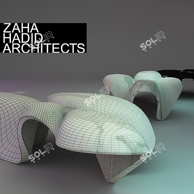 Zaha Hadid Marble Tables: Mercuric Elegance 3D model image 2