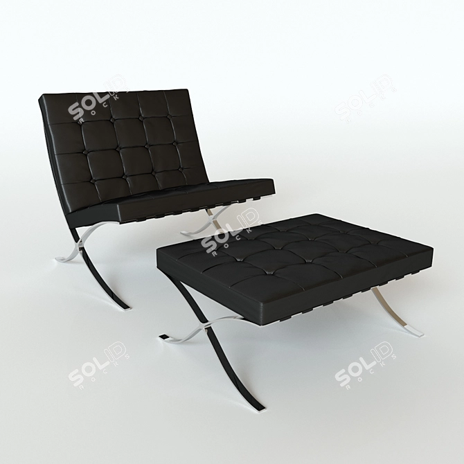 Iconic Barcelona Chair: Timeless Elegance 3D model image 1