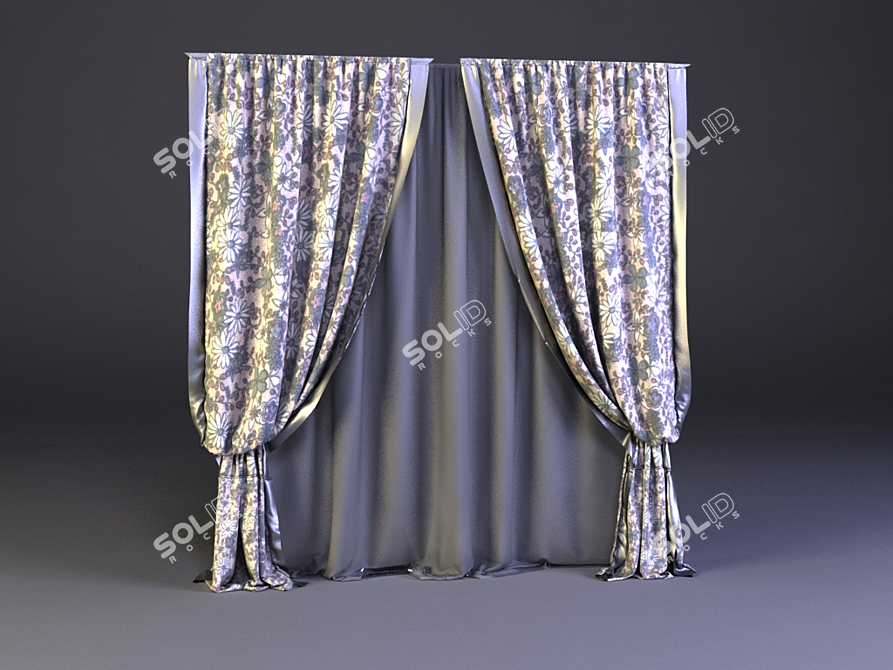 Elegant Satin-Insert Blinds 3D model image 1