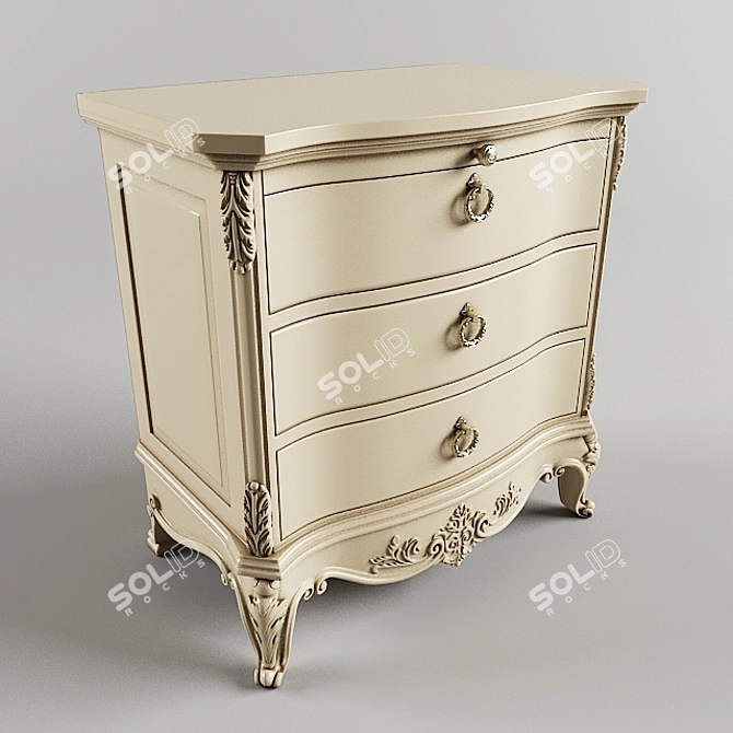 Elegant Carved Nightstand 3D model image 1