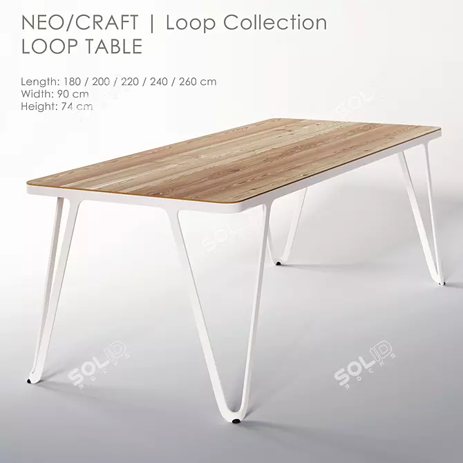 Sleek Steel & Wood Table 3D model image 1