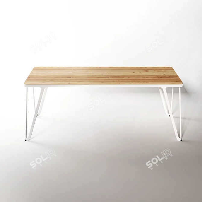 Sleek Steel & Wood Table 3D model image 2