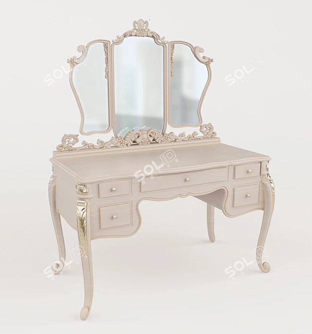 Elegant Wood Dressing Table 3D model image 1